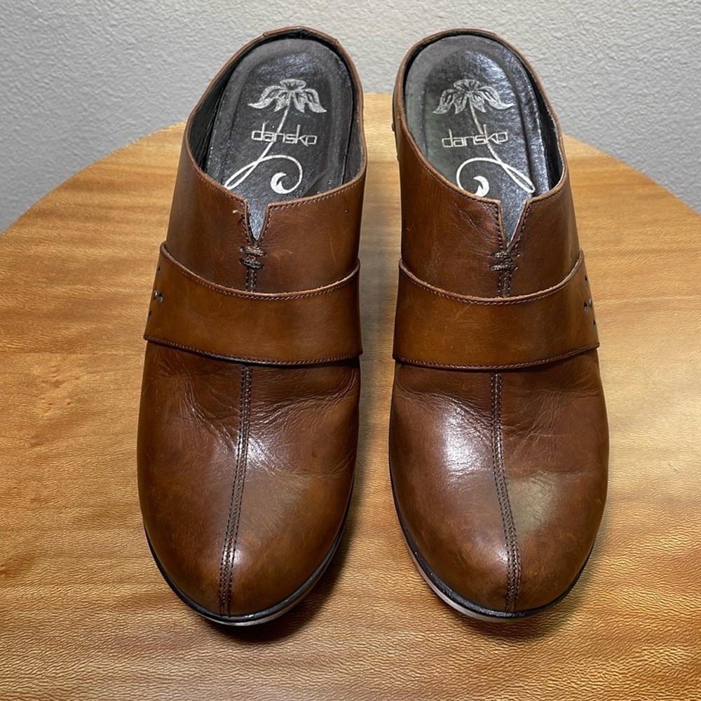 Women's Dansko Francine Leather Clog Brown Studded Slip On Size 40/9.5-10 - Picture 15 of 16